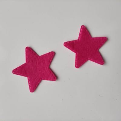 lot de 2 etoiles en  feutrine 40mm rose fuchsia