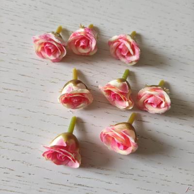 petite rose en tissu 20mm jaune et rose