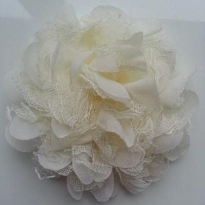 Grande fleur en mousseline  et dentelle 11cm  ivoire