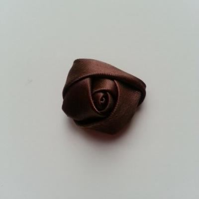 Fleur de satin bouton de rose 2.2cm marron