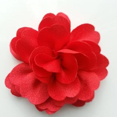 fleur en tissu cristal crêpe satiné  75mm rouge
