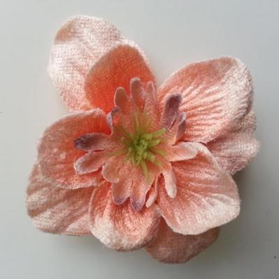 fleur en tissu velours 80mm peche